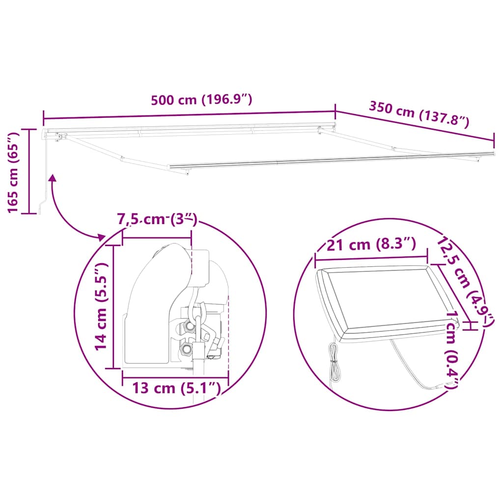 Markiseramme Antracit 500 × 350 cm Aluminium