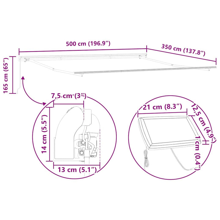 Markiseramme Antracit 500 × 350 cm Aluminium