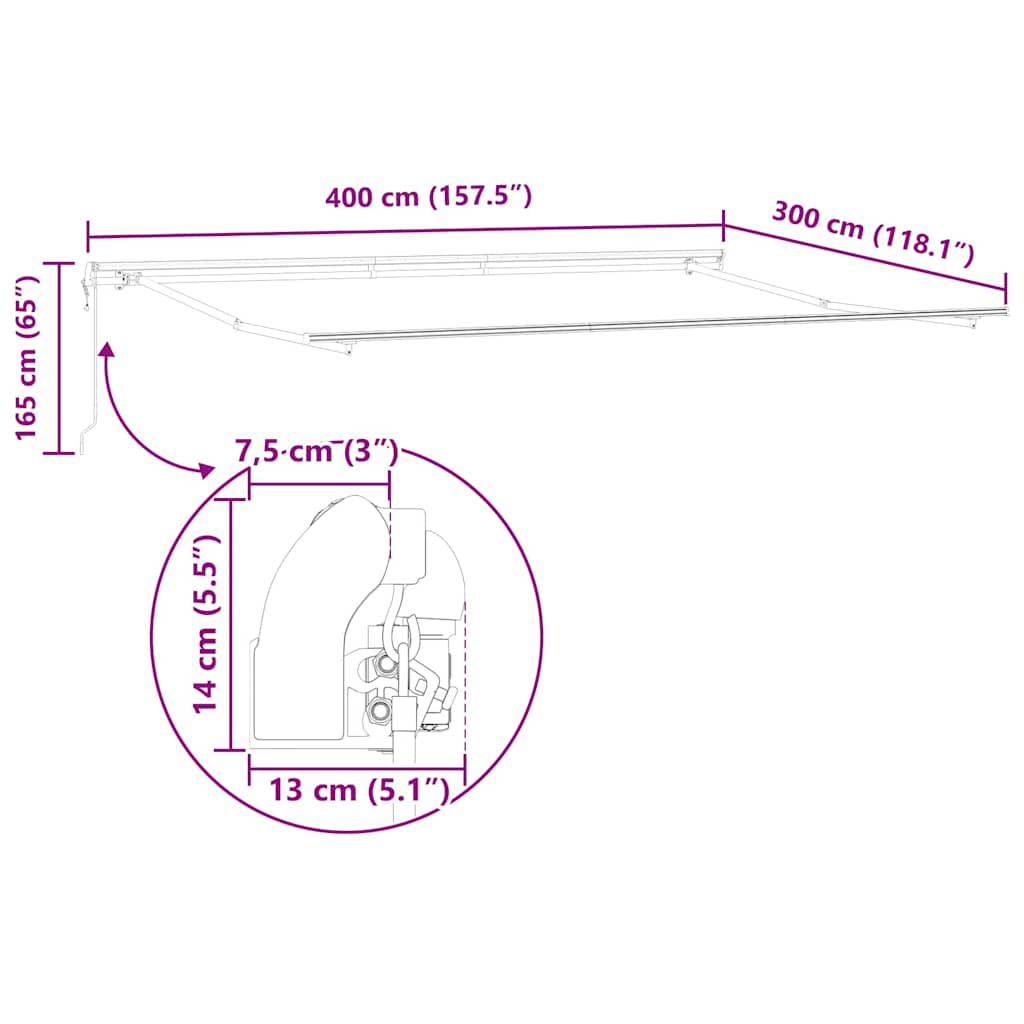 Markiseramme Antracit 400 × 300 cm Aluminium