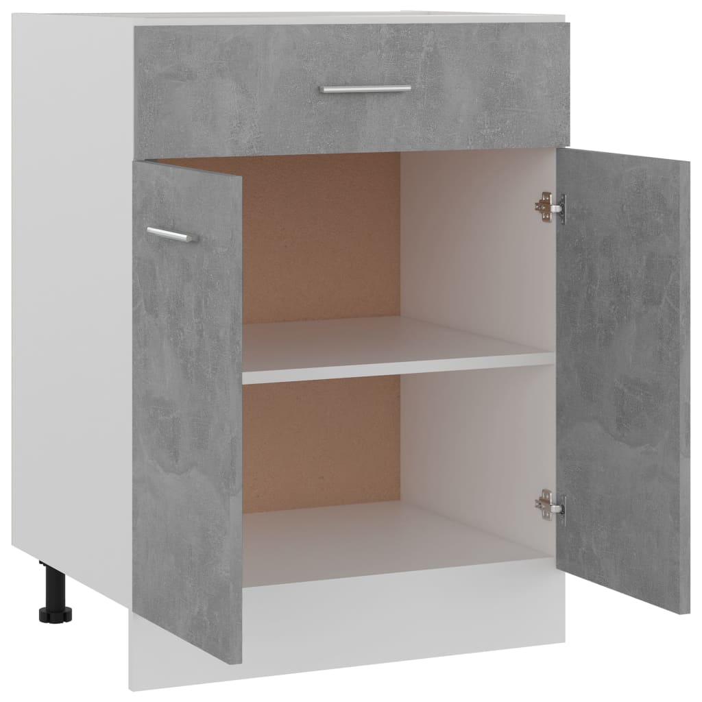underskab med skuffe 60x46x81,5 cm konstrueret træ betongrå