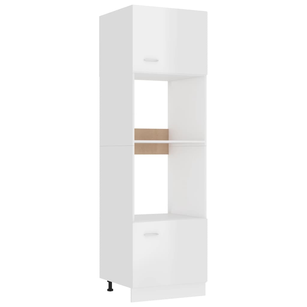 mikrobølgeovnsskab "Lyon" højglans hvid 60x57x207 cm konstrueret træ