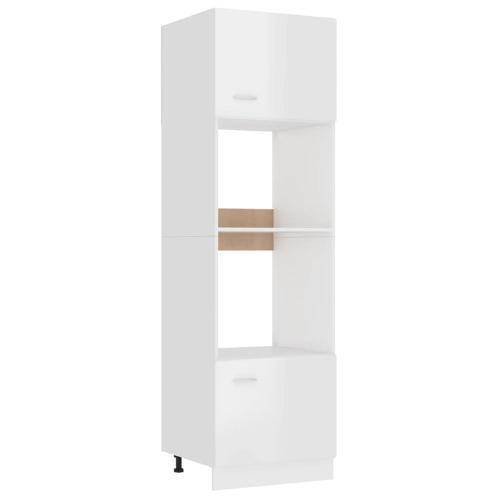 mikrobølgeovnsskab "Lyon" højglans hvid 60x57x207 cm konstrueret træ