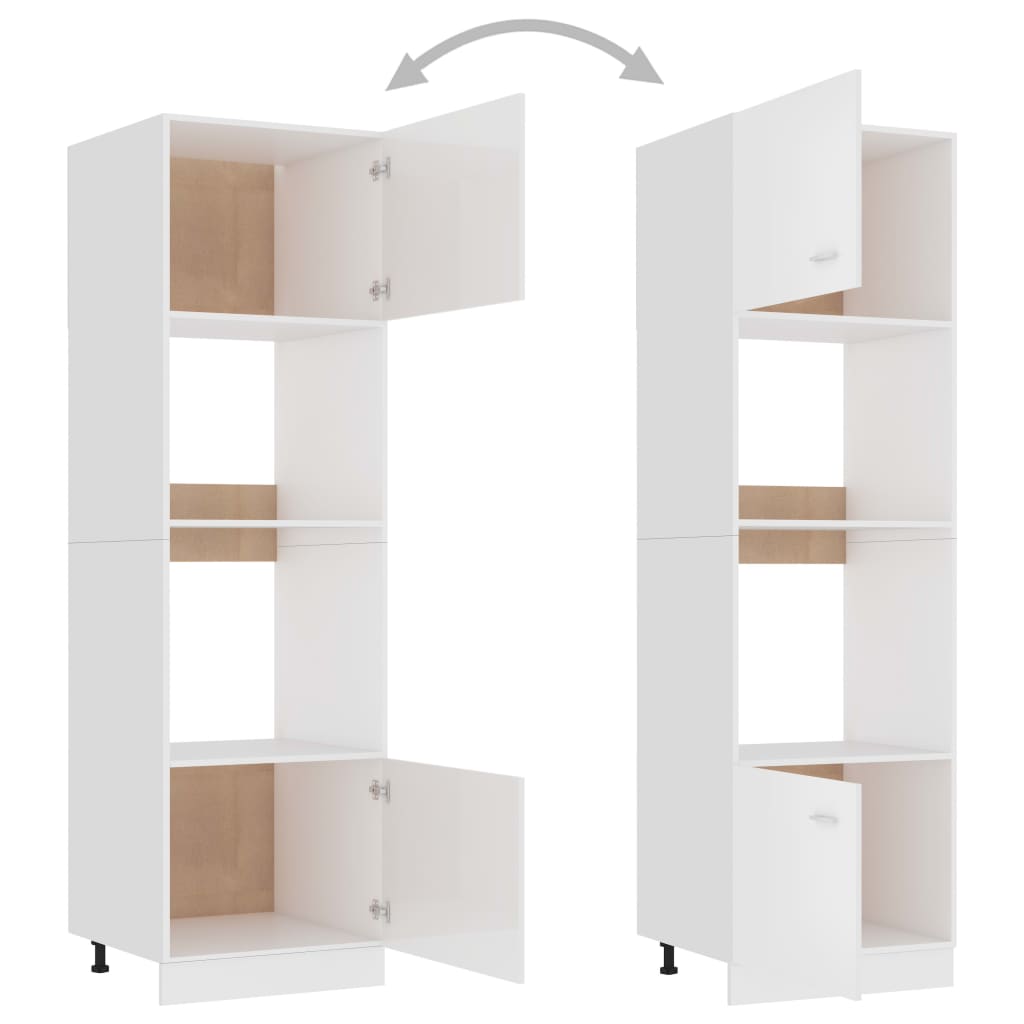 mikrobølgeovnsskab "Lyon" højglans hvid 60x57x207 cm konstrueret træ
