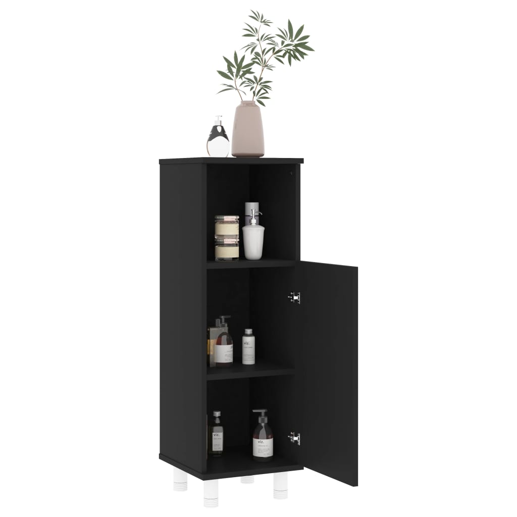 badeværelsesskab 30x30x95 cm konstrueret træ sort