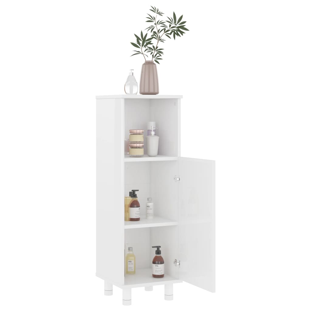 badeværelsesskab 30x30x95 cm konstrueret træ hvid højglans