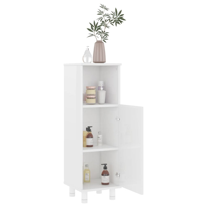 badeværelsesskab 30x30x95 cm konstrueret træ hvid højglans