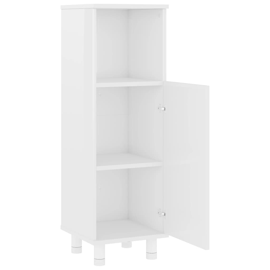 badeværelsesskab 30x30x95 cm konstrueret træ hvid højglans