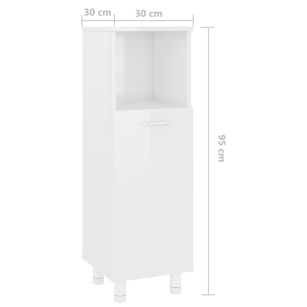 badeværelsesskab 30x30x95 cm konstrueret træ hvid højglans