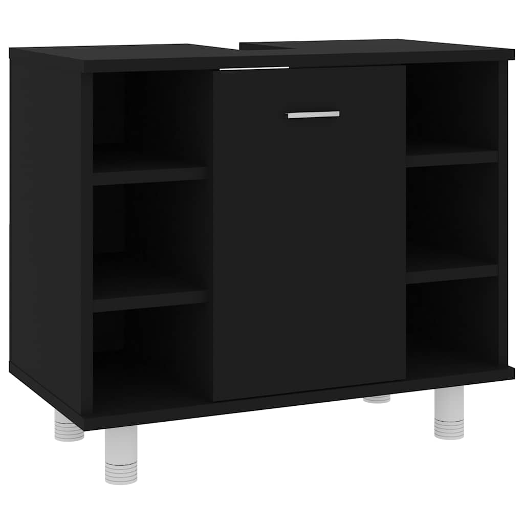 badeværelsesskab 60x32x53,5 cm konstrueret træ sort