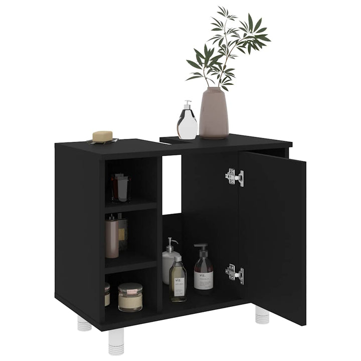 badeværelsesskab 60x32x53,5 cm konstrueret træ sort