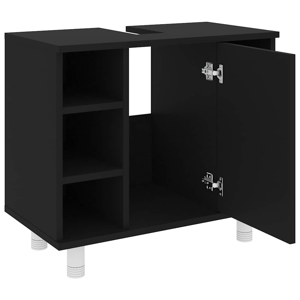 badeværelsesskab 60x32x53,5 cm konstrueret træ sort