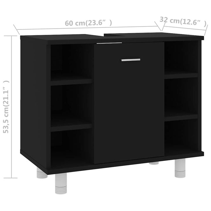 badeværelsesskab 60x32x53,5 cm konstrueret træ sort