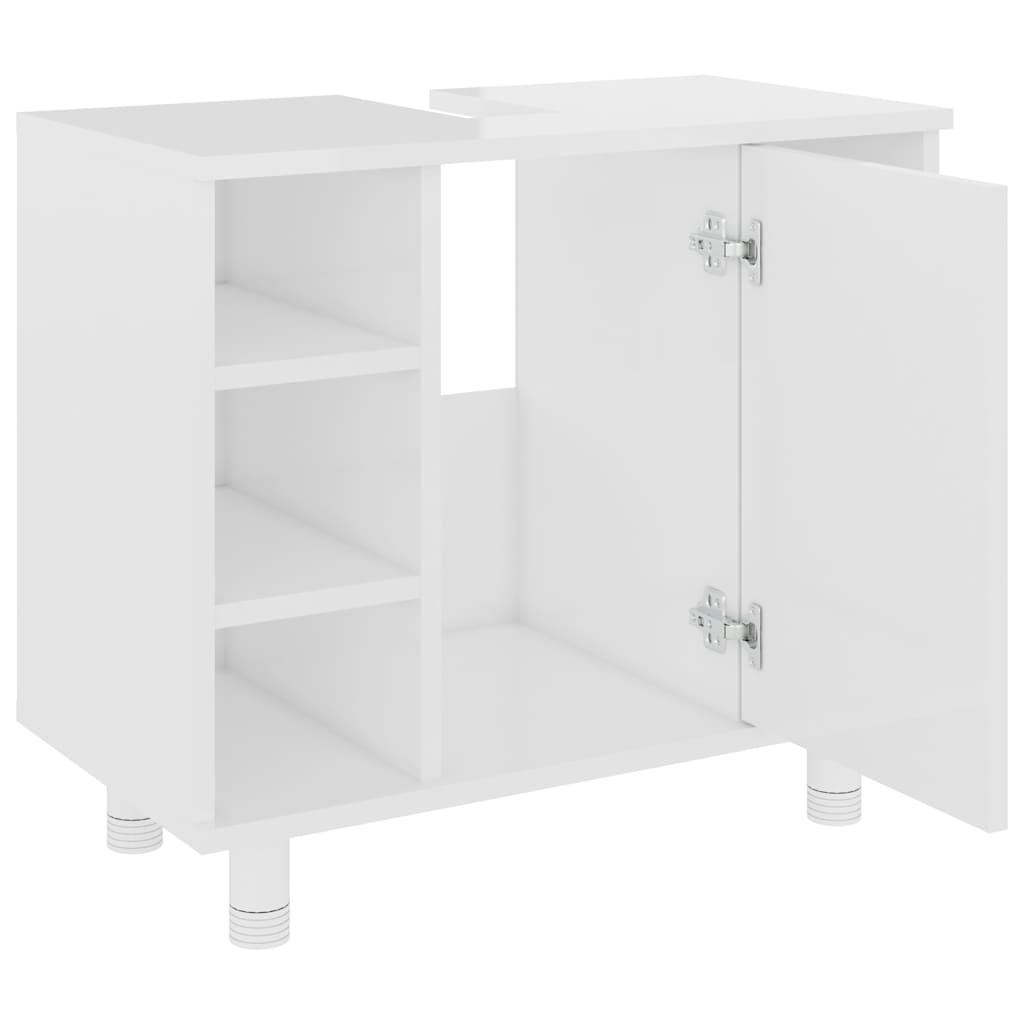 badeværelsesskab 60x32x53,5 cm konstrueret træ hvid højglans