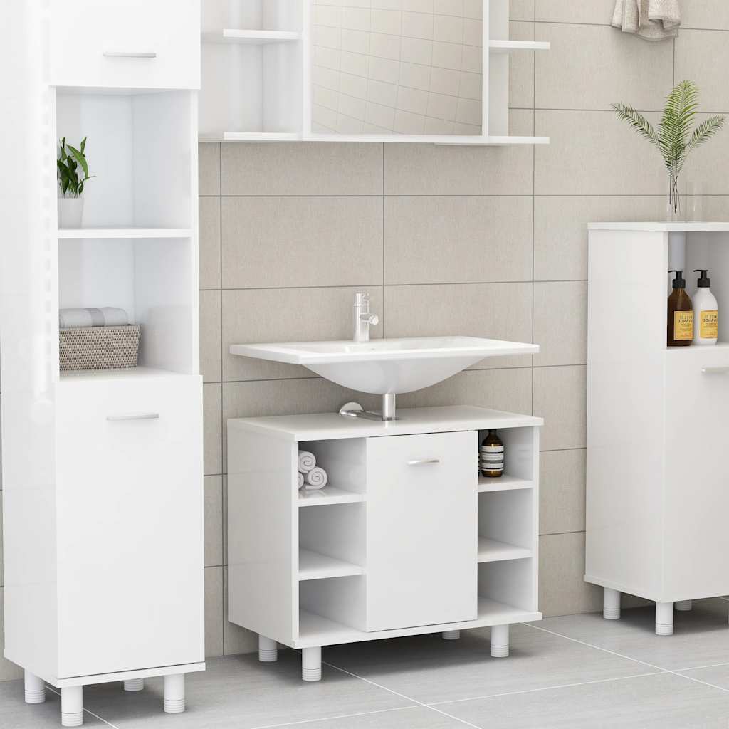 badeværelsesskab 60x32x53,5 cm konstrueret træ hvid højglans