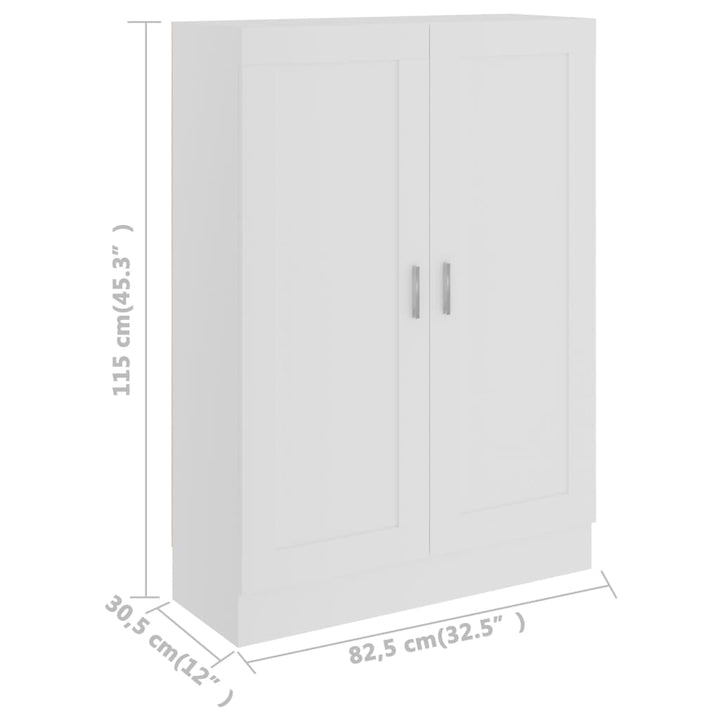 bogskab 82,5x30,5x115 cm konstrueret træ hvid