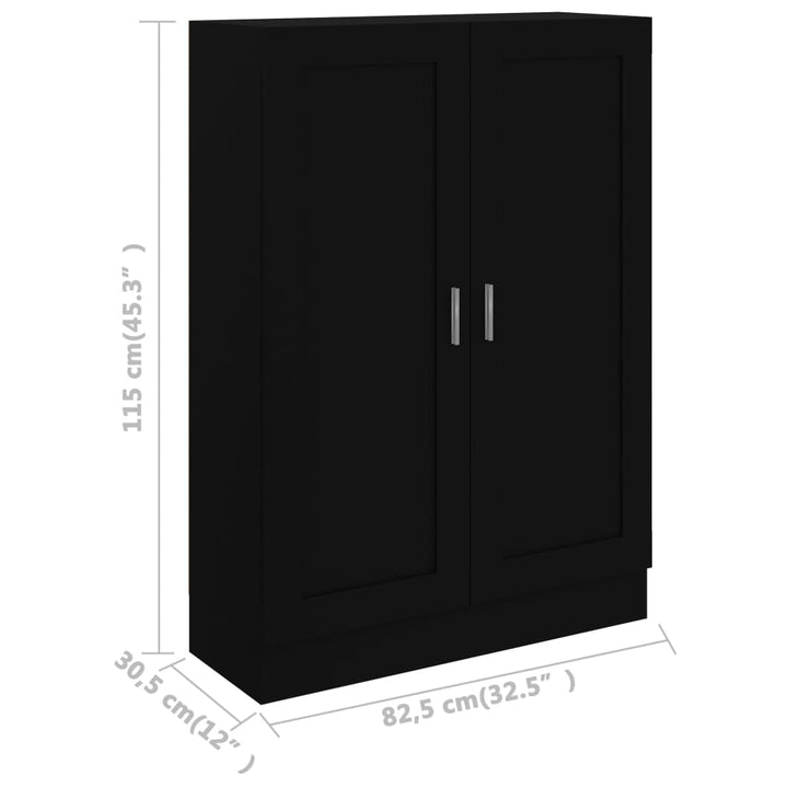 bogskab 82,5x30,5x115 cm konstrueret træ sort