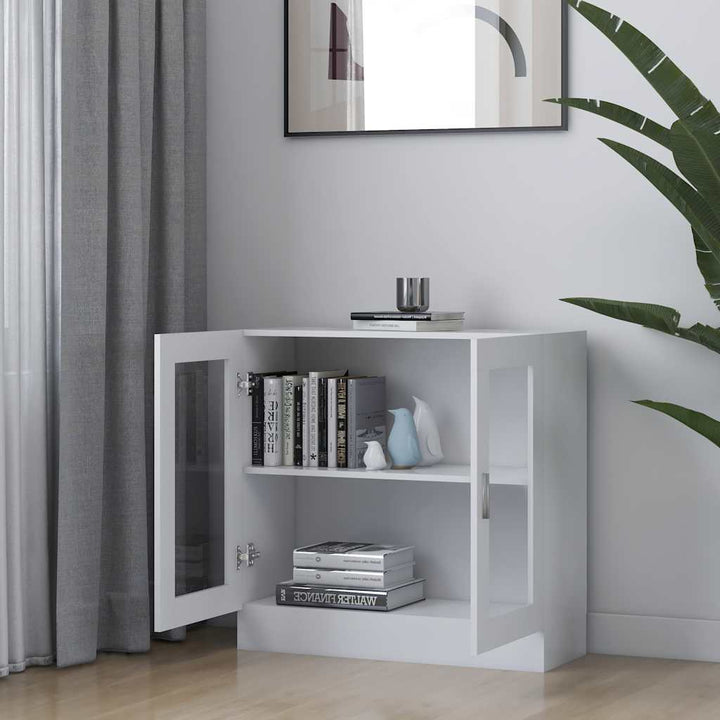 vitrineskab 82,5x30,5x80 cm konstrueret træ hvid