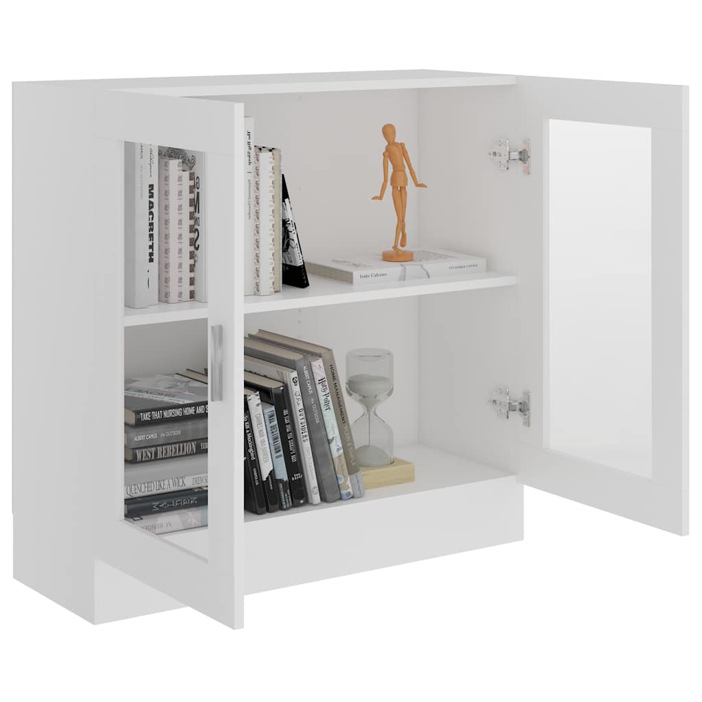 vitrineskab 82,5x30,5x80 cm konstrueret træ hvid