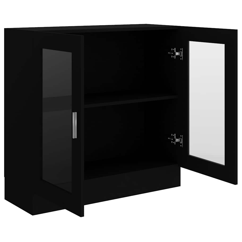 vitrineskab 82,5x30,5x80 cm konstrueret træ sort