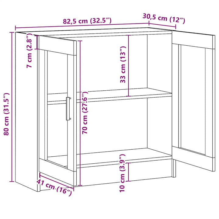 vitrineskab 82,5x30,5x80 cm konstrueret træ sort
