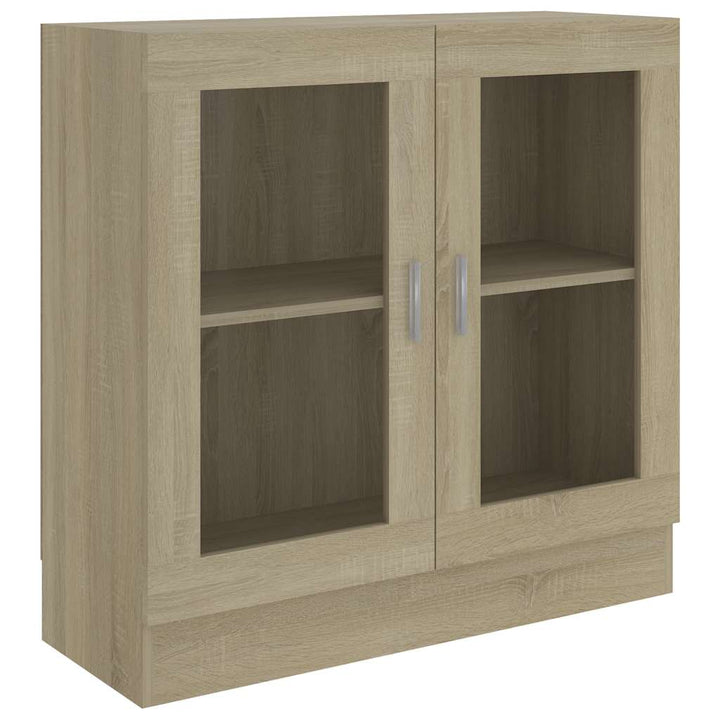 vitrineskab 82,5x30,5x80 cm konstrueret træ sonoma-eg