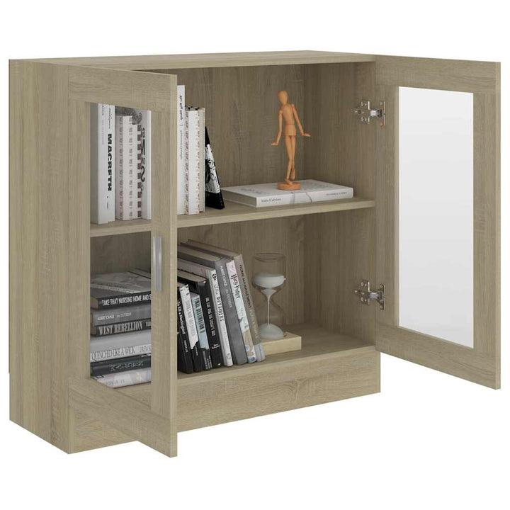 vitrineskab 82,5x30,5x80 cm konstrueret træ sonoma-eg