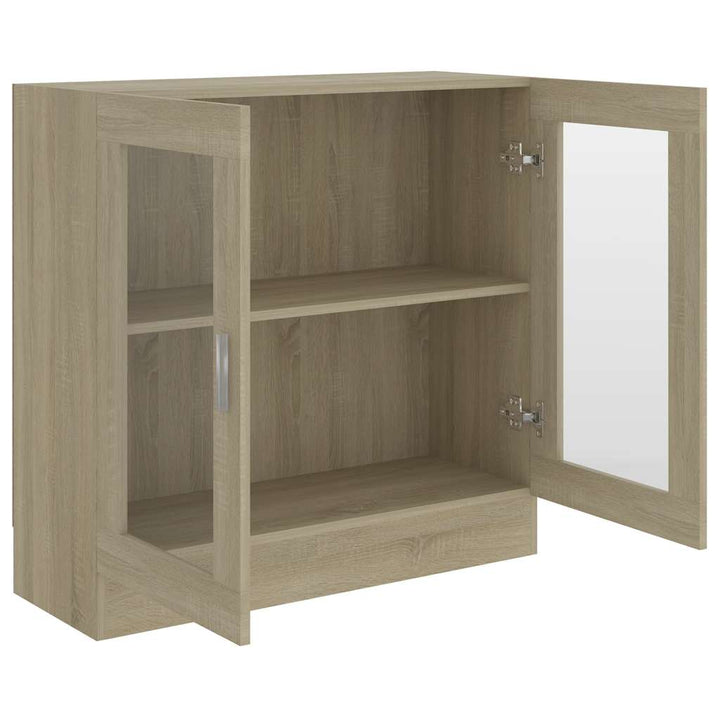 vitrineskab 82,5x30,5x80 cm konstrueret træ sonoma-eg