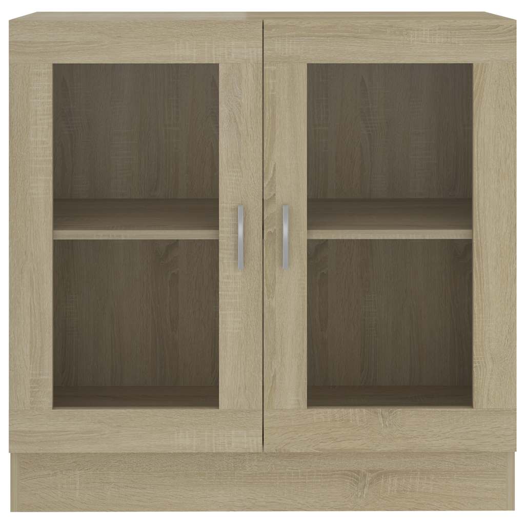 vitrineskab 82,5x30,5x80 cm konstrueret træ sonoma-eg