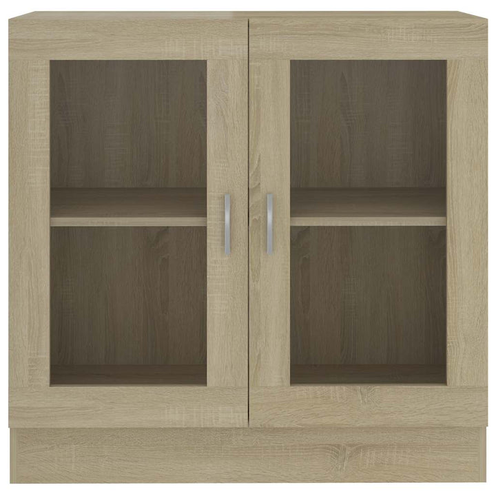 vitrineskab 82,5x30,5x80 cm konstrueret træ sonoma-eg