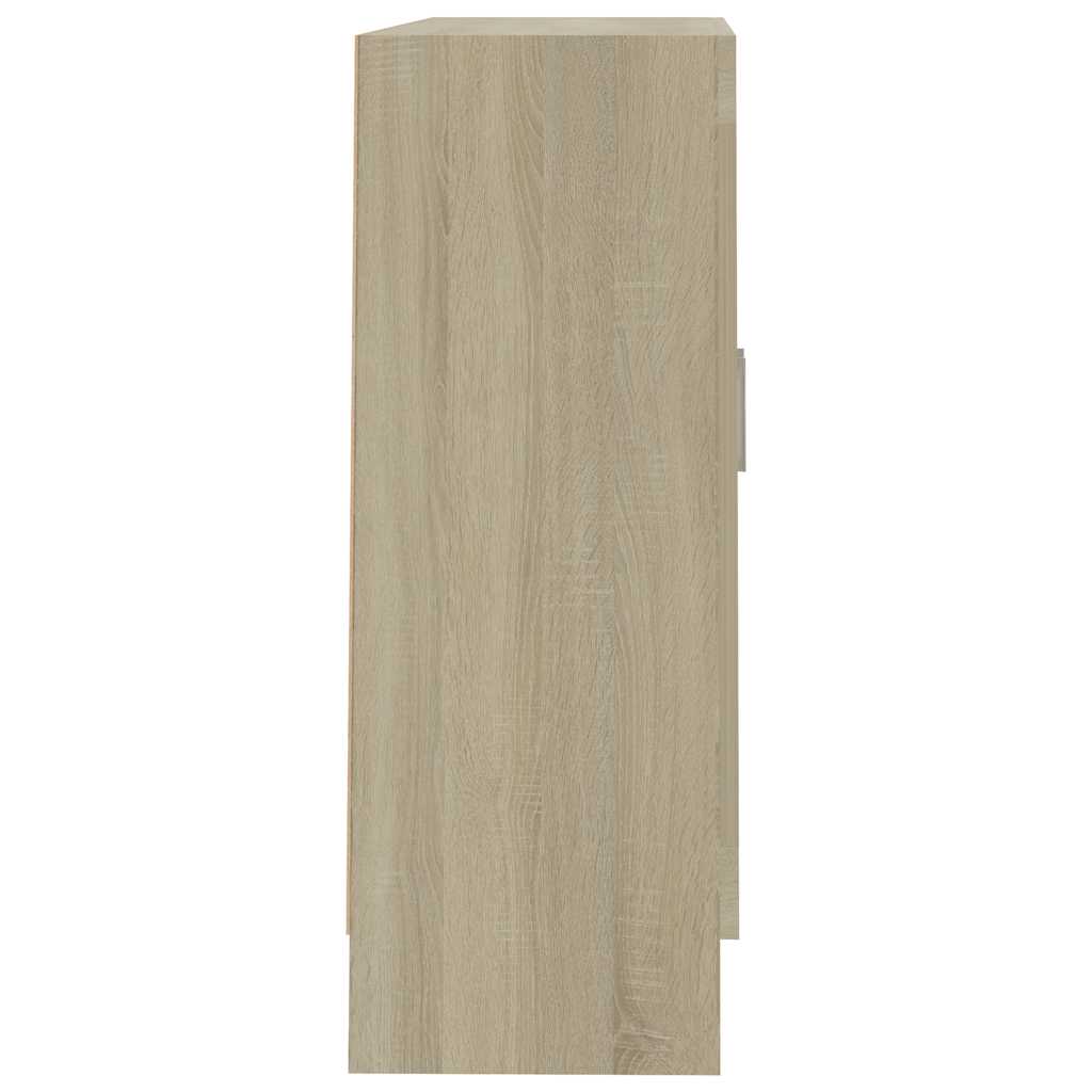 vitrineskab 82,5x30,5x80 cm konstrueret træ sonoma-eg