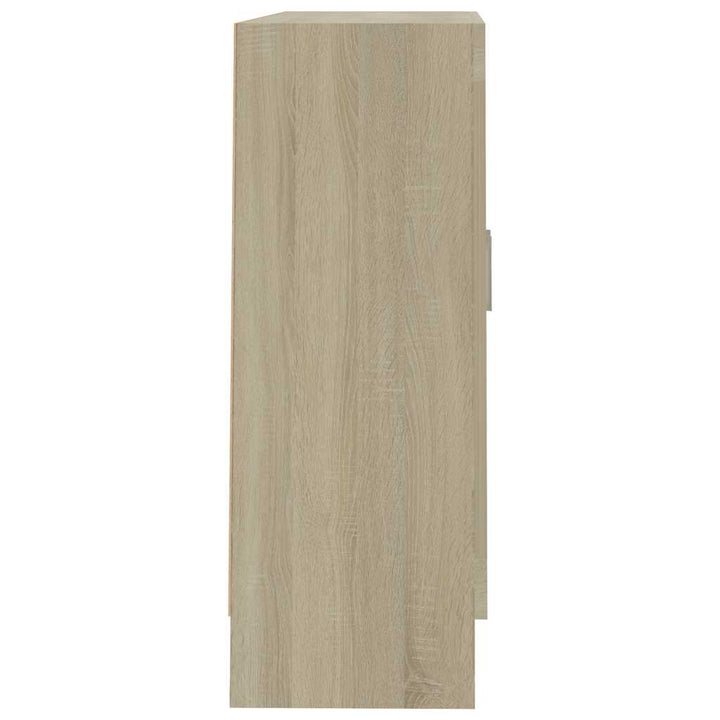 vitrineskab 82,5x30,5x80 cm konstrueret træ sonoma-eg