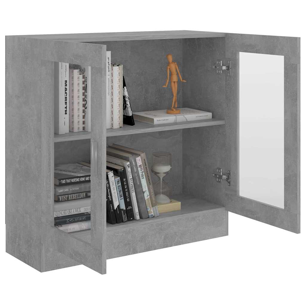vitrineskab 82,5x30,5x80 cm konstrueret træ betongrå