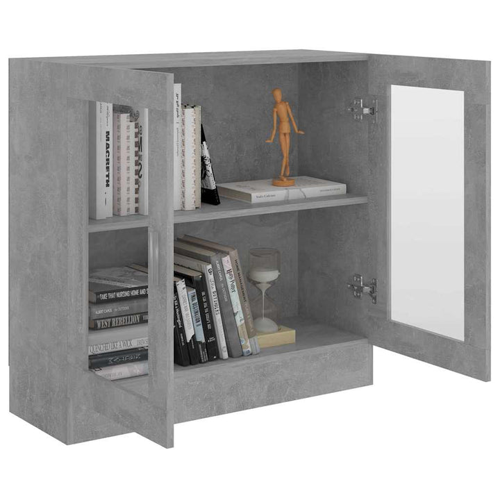 vitrineskab 82,5x30,5x80 cm konstrueret træ betongrå