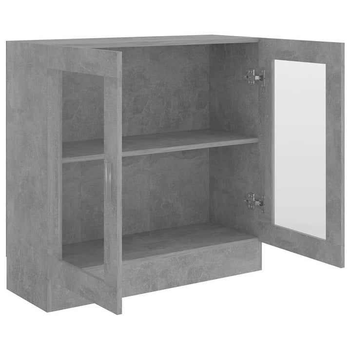vitrineskab 82,5x30,5x80 cm konstrueret træ betongrå