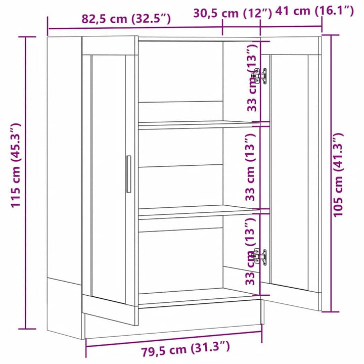 vitrineskab 82,5x30,5x115 cm spånplade hvid