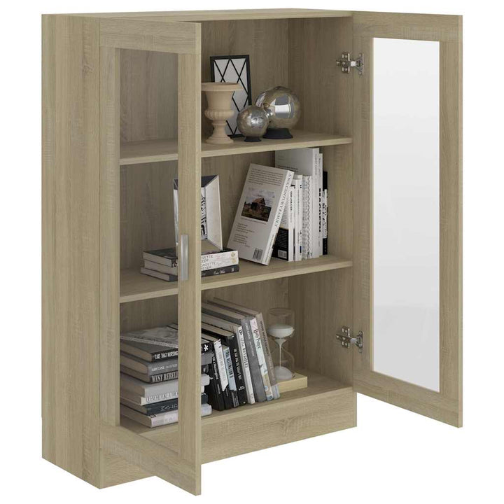 vitrineskab 82,5x30,5x115 cm konstrueret træ sonoma-eg