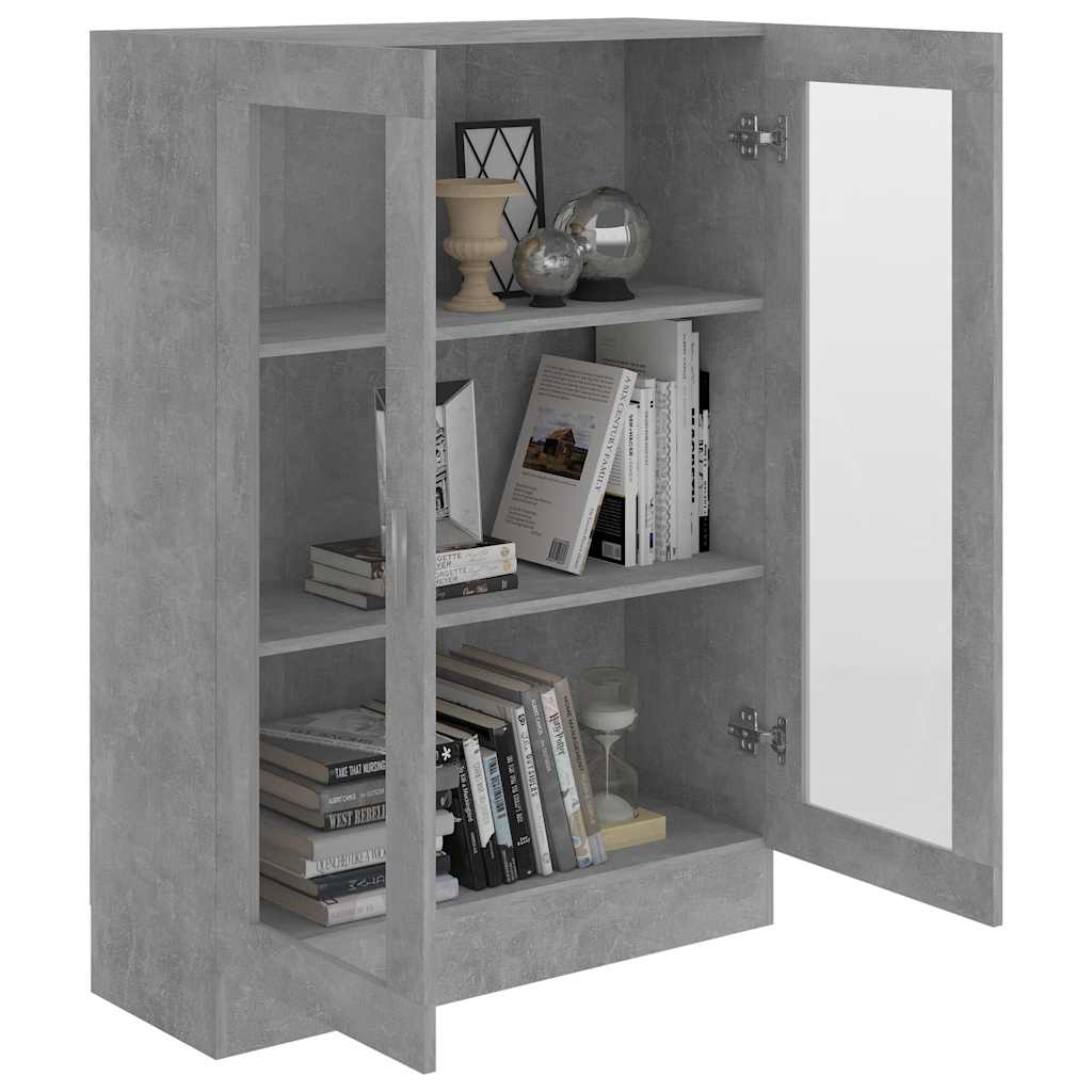 vitrineskab 82,5x30,5x115 cm konstrueret træ betongrå