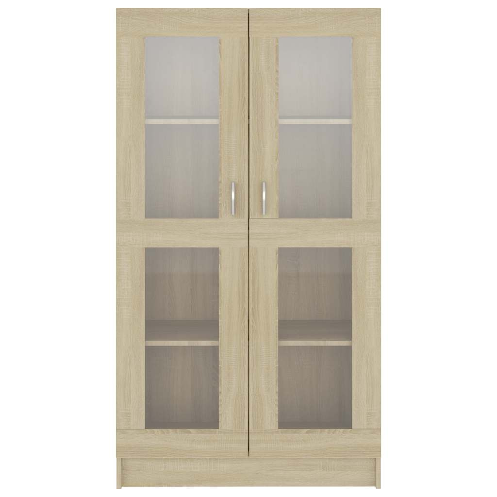 vitrineskab 82,5x30,5x150 cm konstrueret træ sonoma-eg