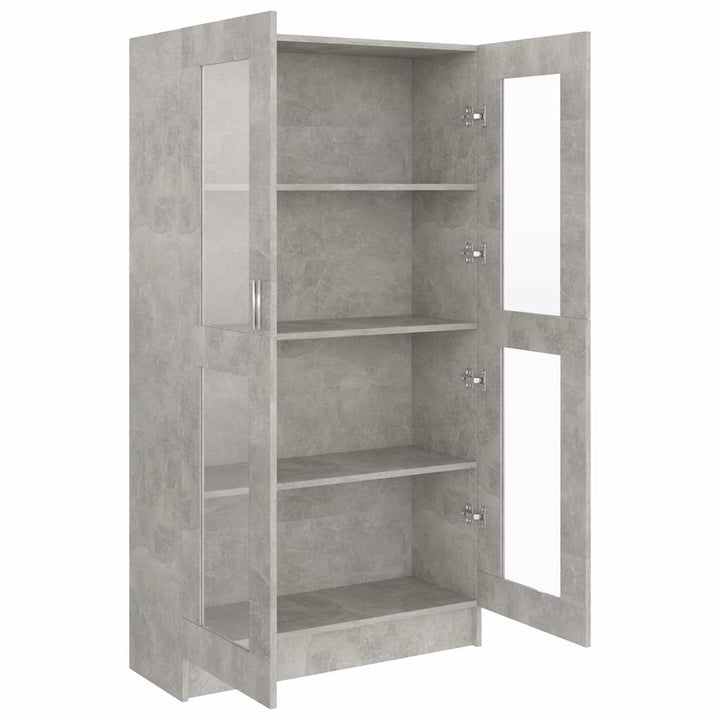 vitrineskab 82,5x30,5x150 cm konstrueret træ betongrå