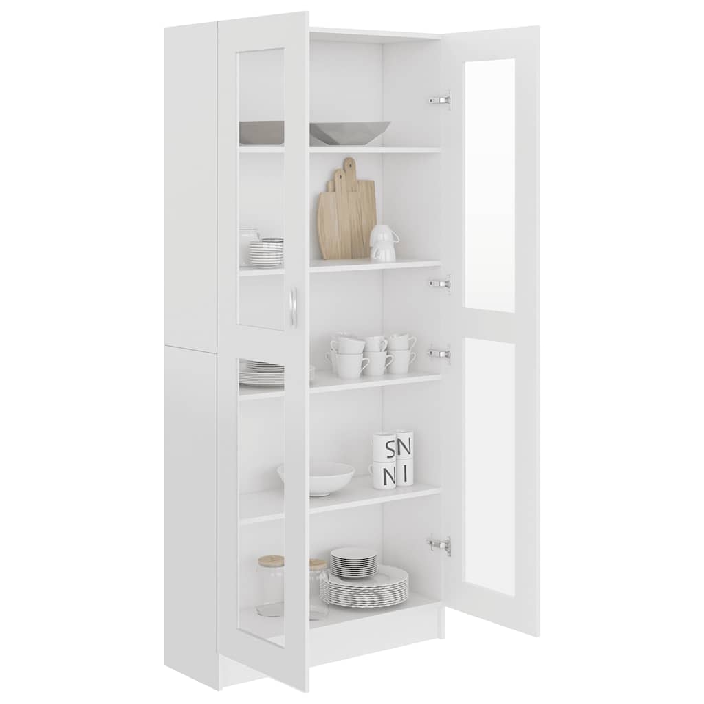 vitrineskab 82,5x30,5x185 cm konstrueret træ hvid