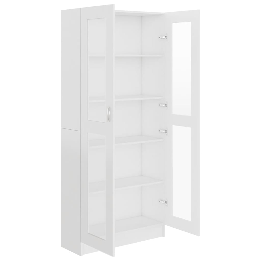 vitrineskab 82,5x30,5x185 cm konstrueret træ hvid