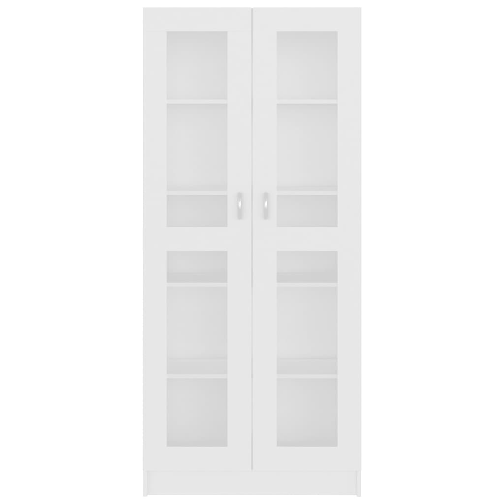 vitrineskab 82,5x30,5x185 cm konstrueret træ hvid
