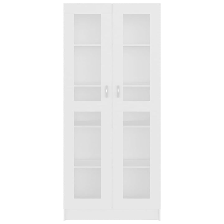 vitrineskab 82,5x30,5x185 cm konstrueret træ hvid