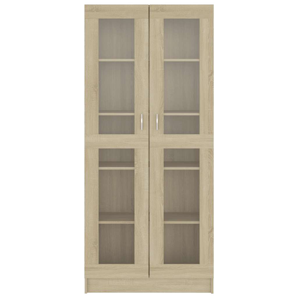 vitrineskab 82,5x30,5x185 cm konstrueret træ sonoma-eg