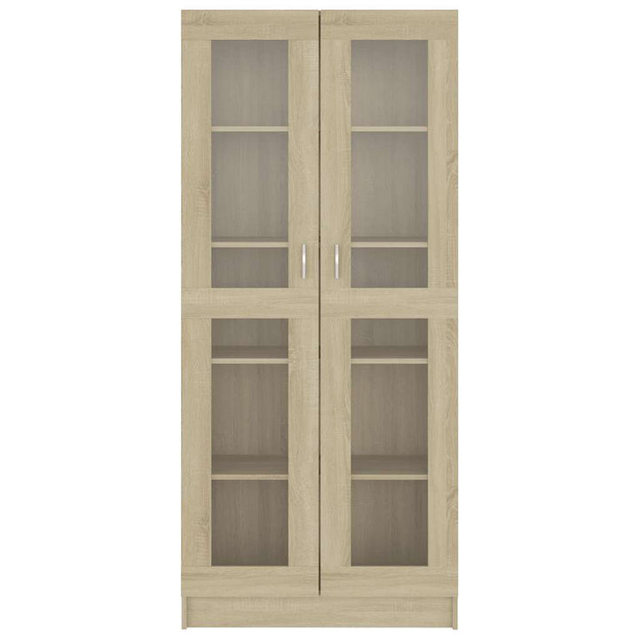 vitrineskab 82,5x30,5x185 cm konstrueret træ sonoma-eg