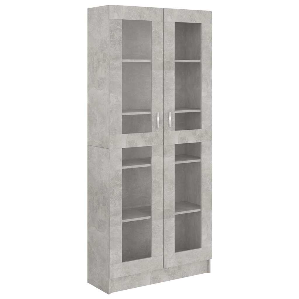 vitrineskab 82,5x30,5x185 cm konstrueret træ betongrå