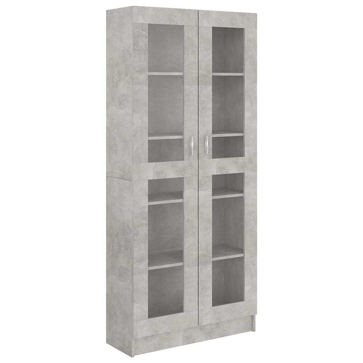 vitrineskab 82,5x30,5x185 cm konstrueret træ betongrå