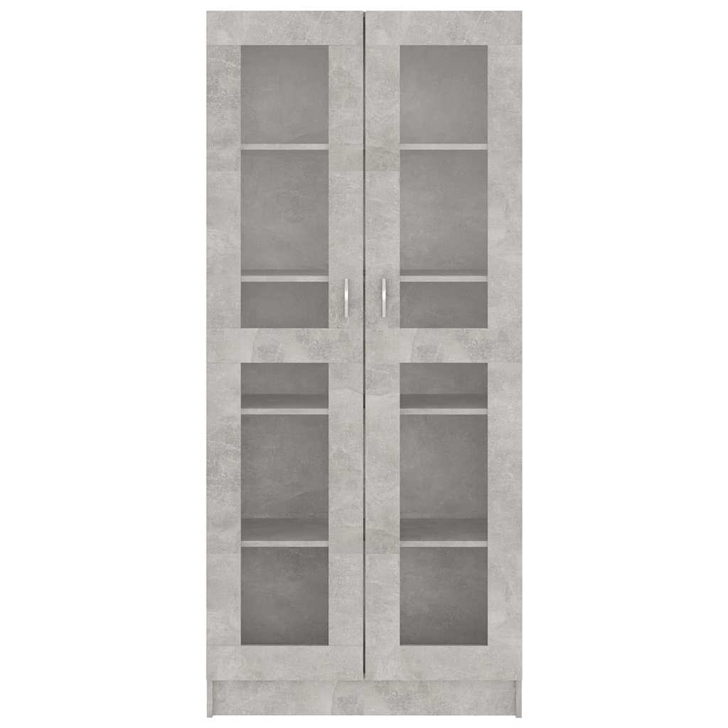vitrineskab 82,5x30,5x185,5 cm konstrueret træ betongrå