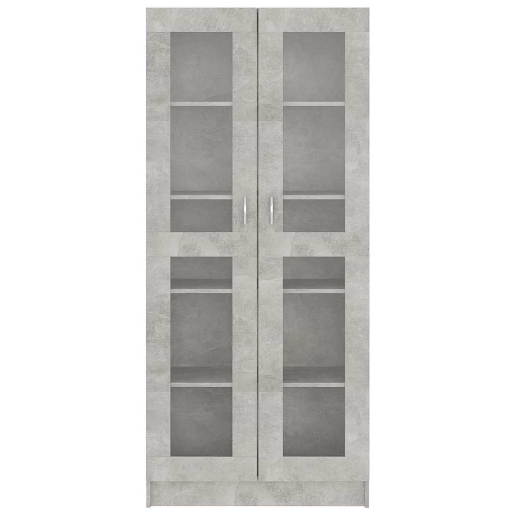 vitrineskab 82,5x30,5x185 cm konstrueret træ betongrå