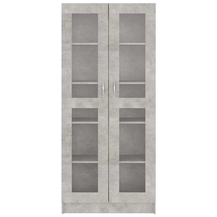 vitrineskab 82,5x30,5x185 cm konstrueret træ betongrå